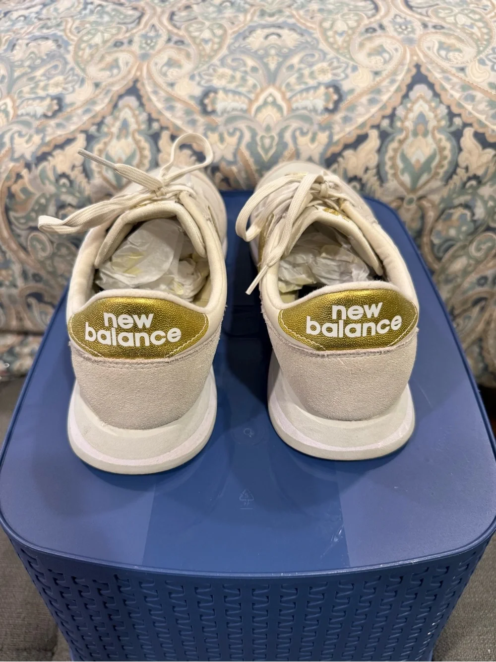 New Balance 420 Rare Cream & Gold Lace-Up Sneakers